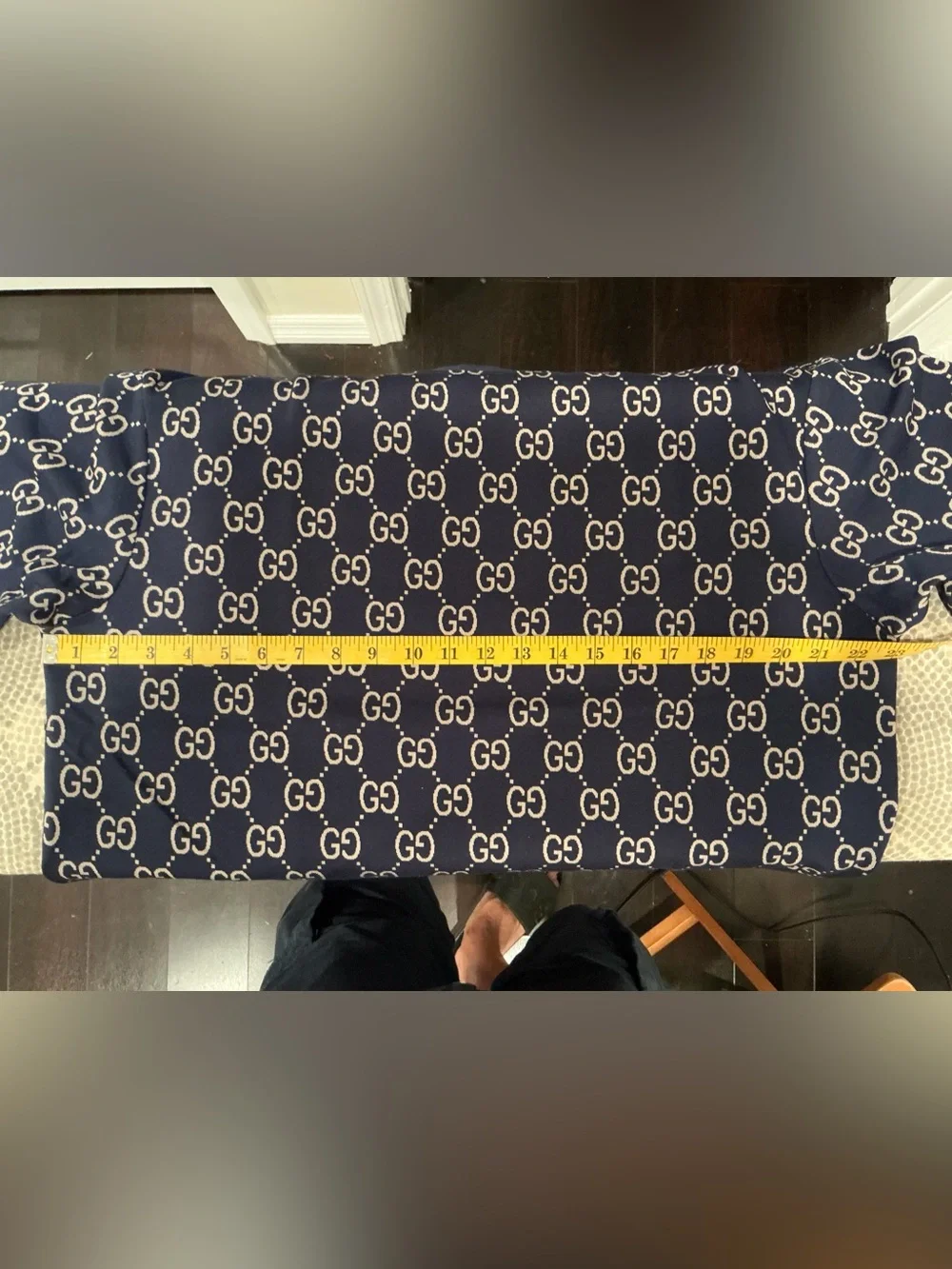 Gucci Navy & Beige Short-Sleeve GG Monogram Tee